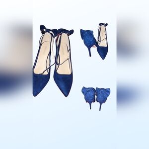 Blue suede pumps